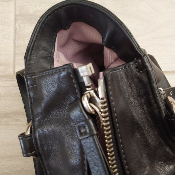 Coach GALLERY F13759 Black Leather Double Handle Satchel Handbag.  Size … - Picture 8 of 14